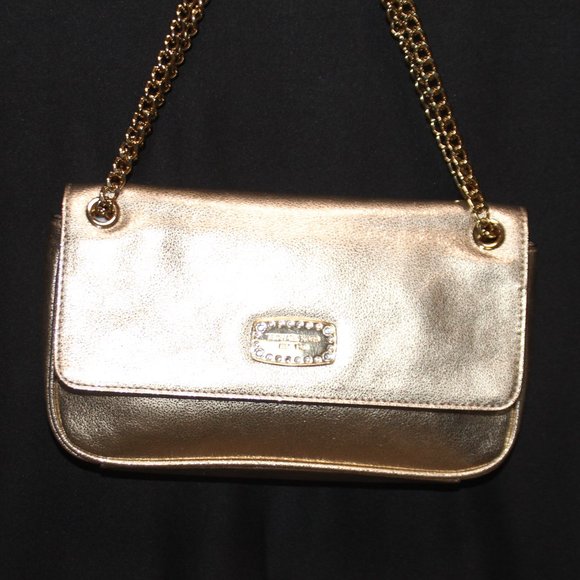 NWOT Michael Kors Gold Leather Shoulder Bag with Chain Strap - Picture 5 of 16